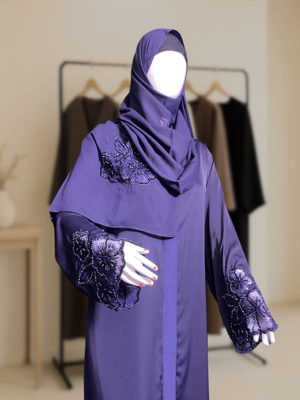 The Mishal Abaya – Floral Handwork Elegance