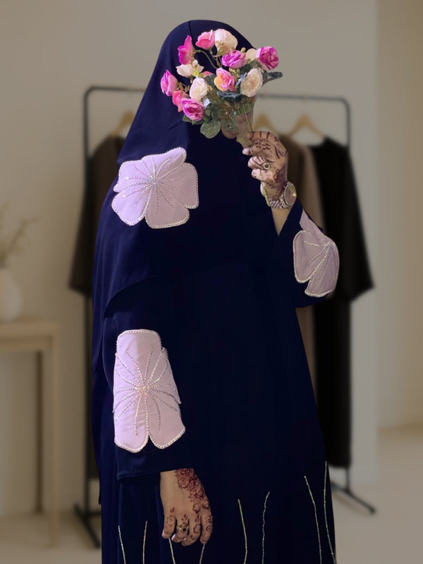 The Elara Abaya – Applique & Stone Work Elegance