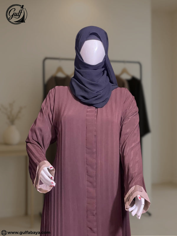 The Amira Abaya – Striped Cuff Sleeve Elegance (Without Stoler)