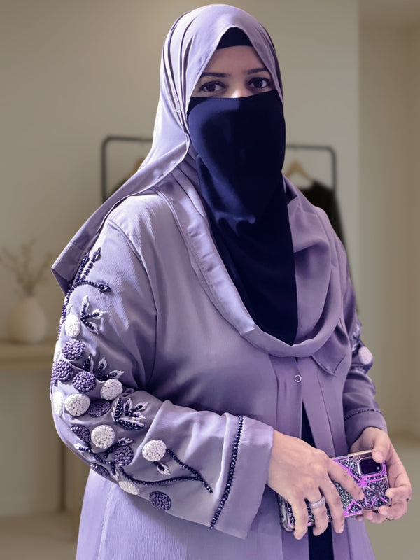 The Nida Embellished Coat Abaya – Handcrafted Grace